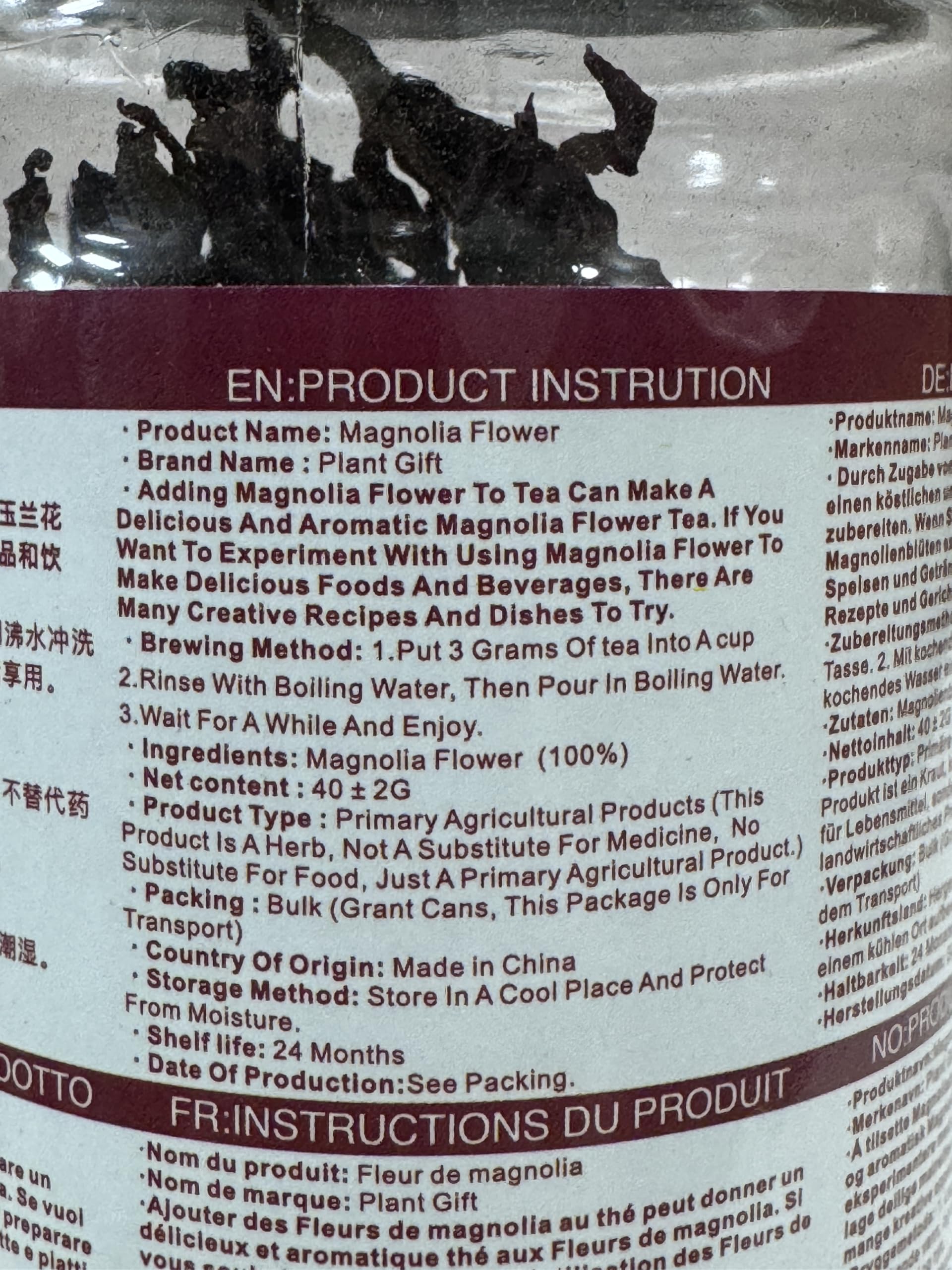 100% Dried Magnolia Flower, Premium Edible Magnolia Flower, 40g/1.41 玉兰花茶 jazmín hojas dispersas té chino, aromático y natural Natural