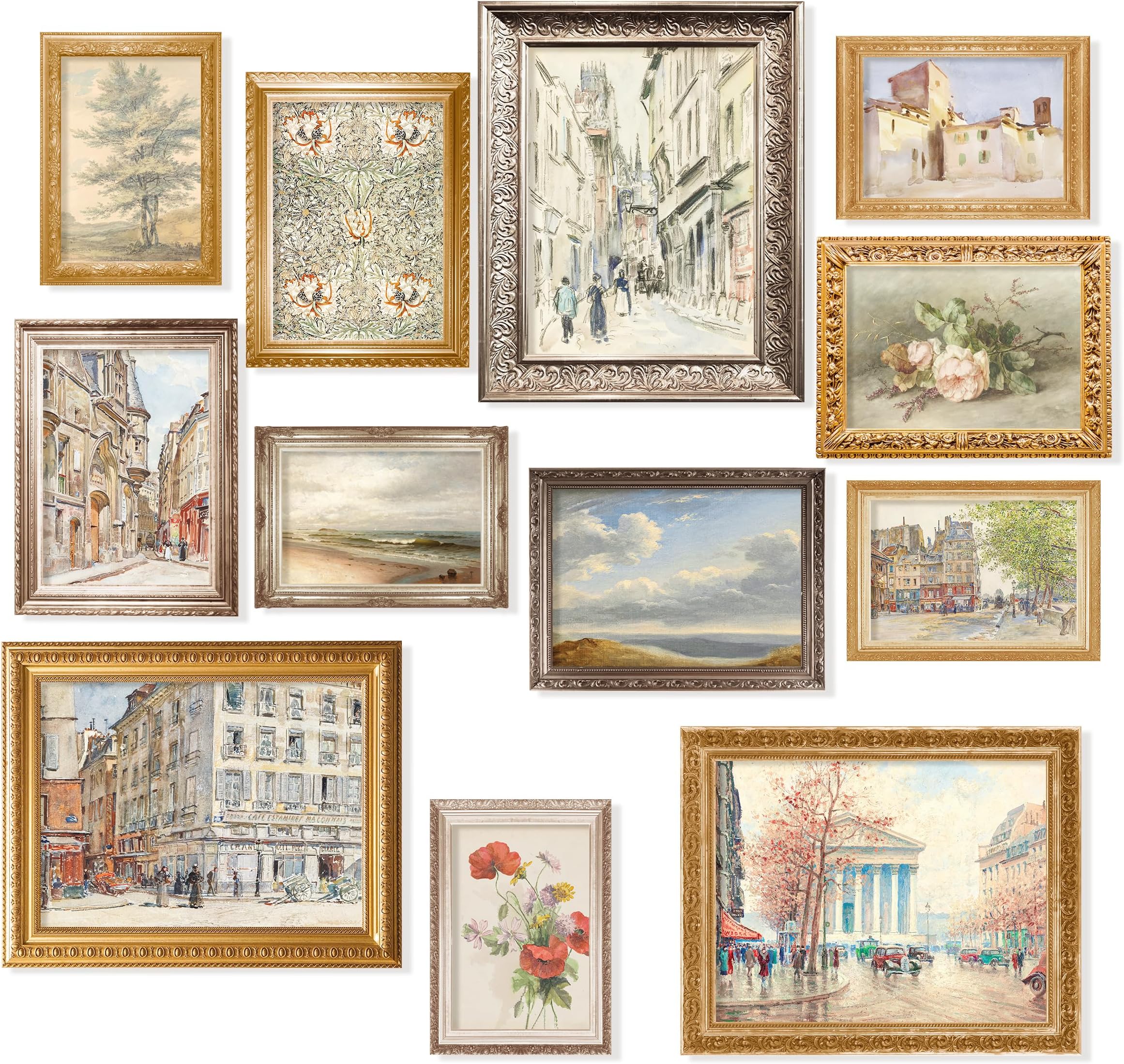 97 Decor Vintage French Decor - Vintage Posters, French Farmhouse Gallery Wall Art Prints, Moody Floral Botanical Sketch Pictures, Antique Landscape Painting for Home Bedroom (UNFRAMED)