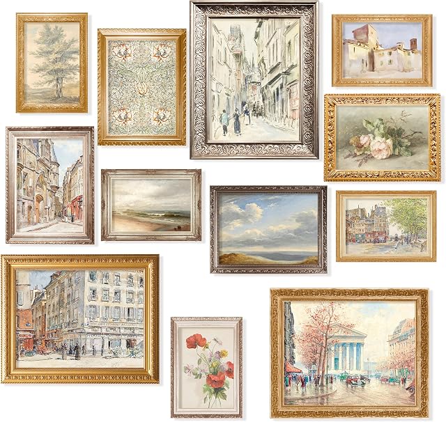 97 DECOR Vintage French Country Decor - Antique European Posters Gallery Wall Prints, Rustic Cityscape Landscape Paris Pictures, Vintage French Wall Art for Bedroom Home Decorations (UNFRAMED)