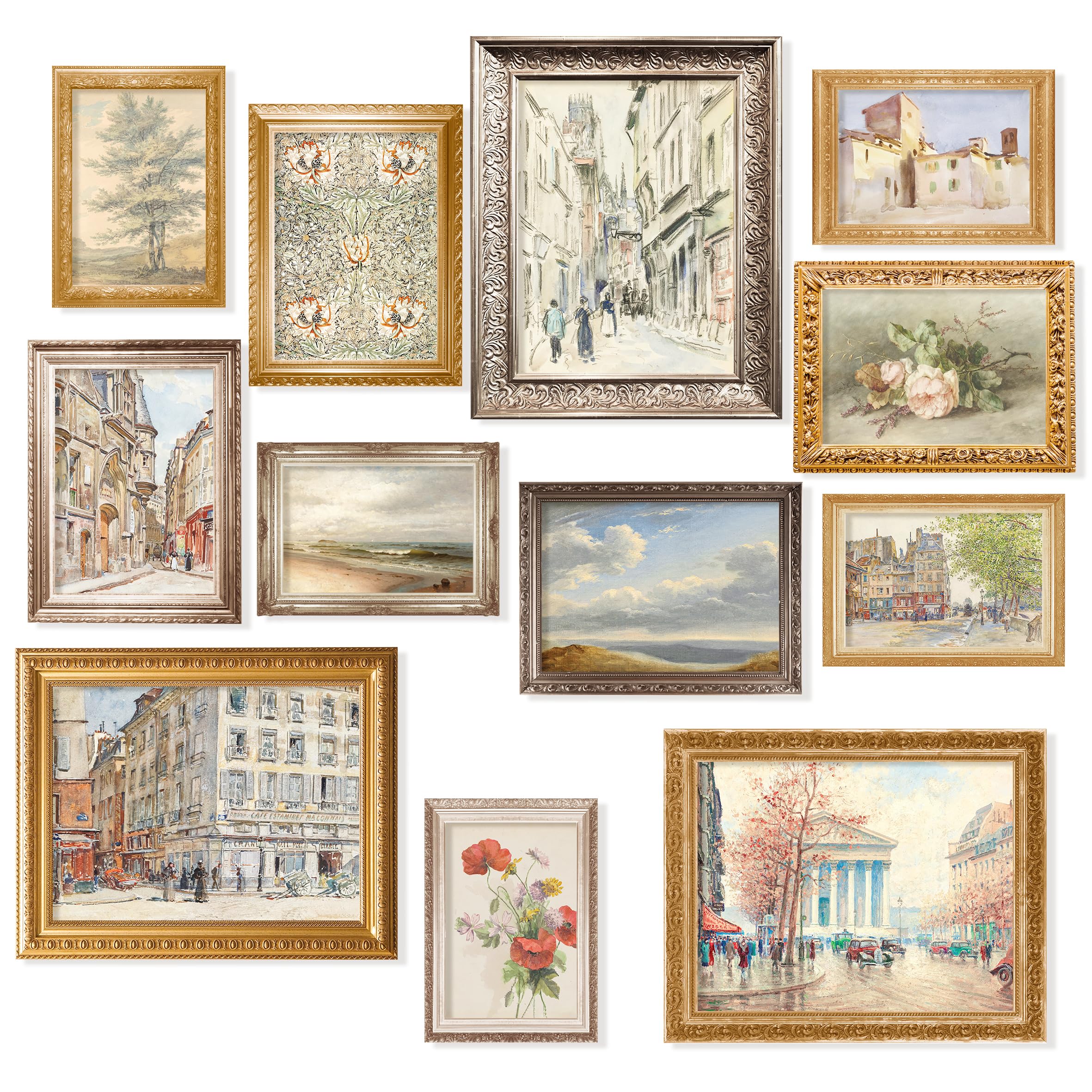 97 Decor Vintage French Country Decor - Antique European Posters Gallery Wall Prints, Rustic Cityscape Landscape Paris Pictures, Vintage French Wall Art for Home Bedroom Decorations (Unframed)