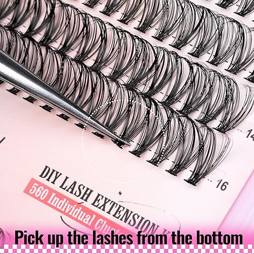 Miniatura 5 de Extensiones de pestañas individuales en racimo 30D, 40D y 50D, 560 unidades, pestañas onduladas, rizo D, pestañas en racimo de 0.315-0.630 in