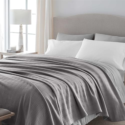 Miniatura 2 de Vellux Manta térmica 100% algodón, suave, transpirable, acogedora y ligera, para todas las estaciones, tamaño individual, perfecta para usar en