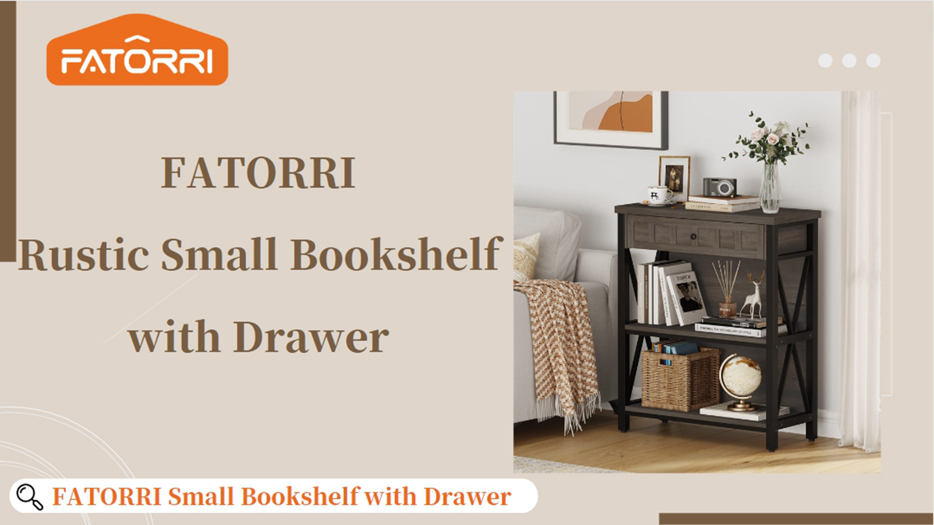 Amazon.com: FATORRI Rustic Bookshelf with Drawer, Industrial Wood