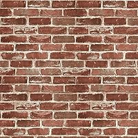 Hopeak Red Brick Peel and Stick Wallpaper - Waterproof Removable Self-Adhesive Vinyl, 17.5x118 Inch Roll for Kitchen Bedroom Fireplace