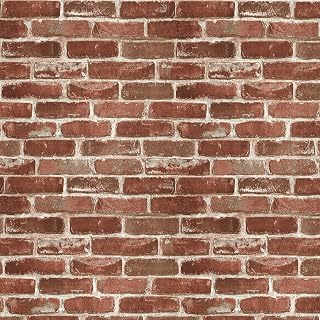 Hopeak Red Brick Peel and Stick Wallpaper - Waterproof Removable Self-Adhesive Vinyl, 17.5x118 Inch Roll for Kitchen Bedroom Fireplace