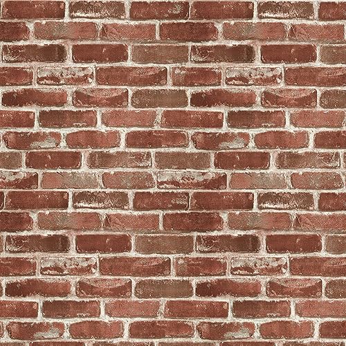 Hopeak Red Brick Wallpaper Self-Adhesive Peel and Stick Wallpaper Waterproof