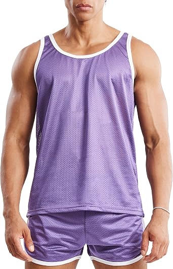 Ouber Mens Mesh Gym Tank Top Lightweight Sleeveless Workout Shirt Muscle Tank for Running Training