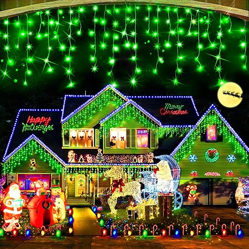 Luces de decoración de Navidad para aire libre 400 LED 328pies 8 modos 75 tiras cortina de luces de fantasía para decoración de Navidad aleros