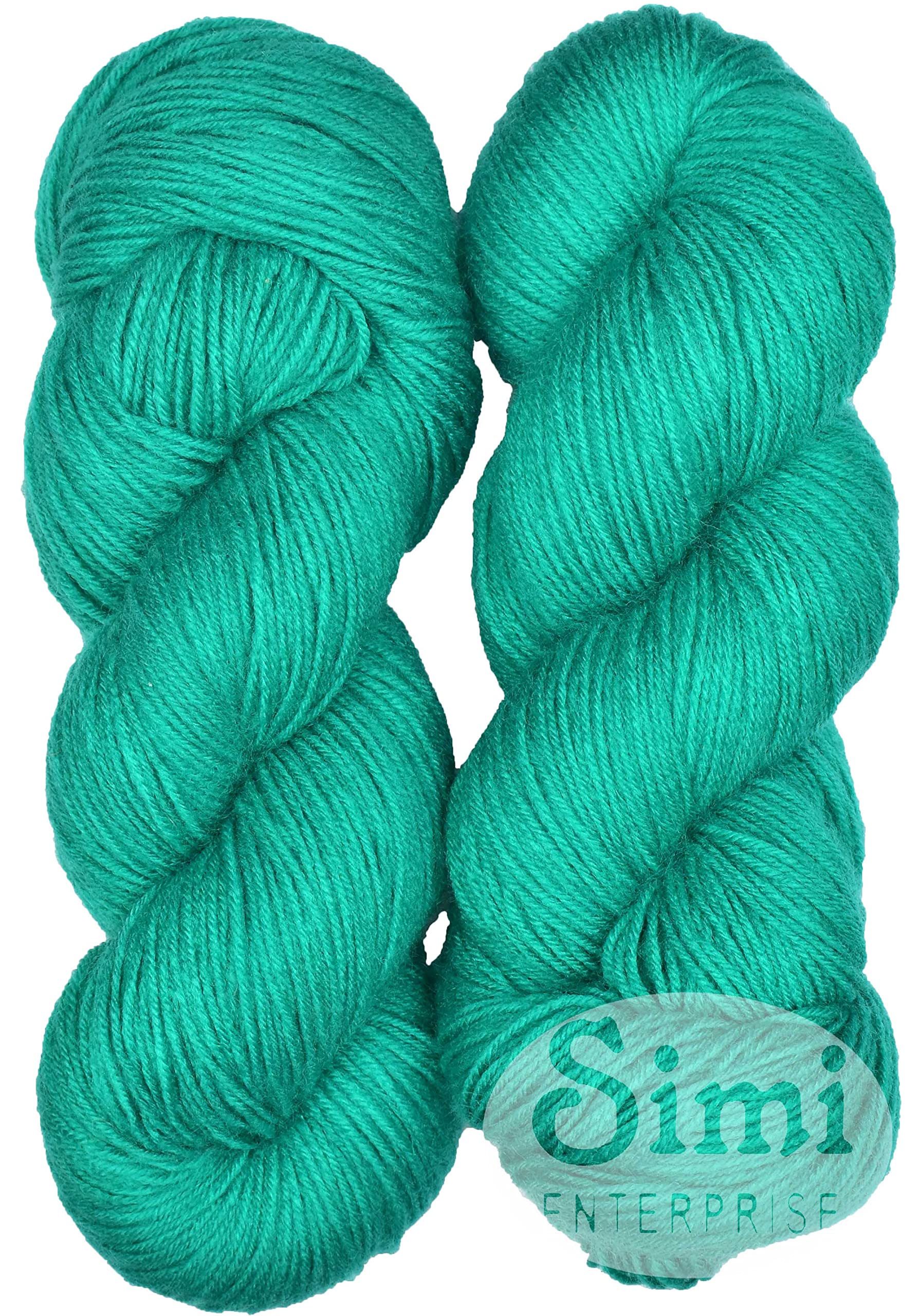 SIMI Enterprise S_Brilon Teal Green (400 gm) Wool Hank Hand Knitting Wool/Art Craft Soft Fingering Crochet Hook Yarn, Needle Knitting Yarn Thread dye G HC