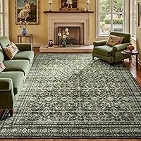 Lofus 8x10 Green Washable Area Rug - Soft Boho Non-Slip Large Rug for Living Room, Bedroom, Dining Room, Home Office, Nursery