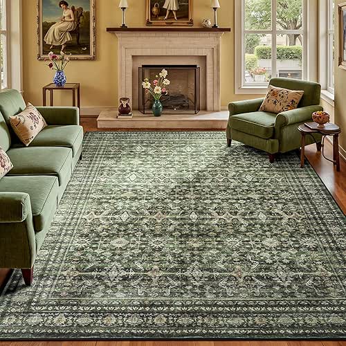 Lofus 8x10 Area Rug for Living Room,Green Washable Large Rugs