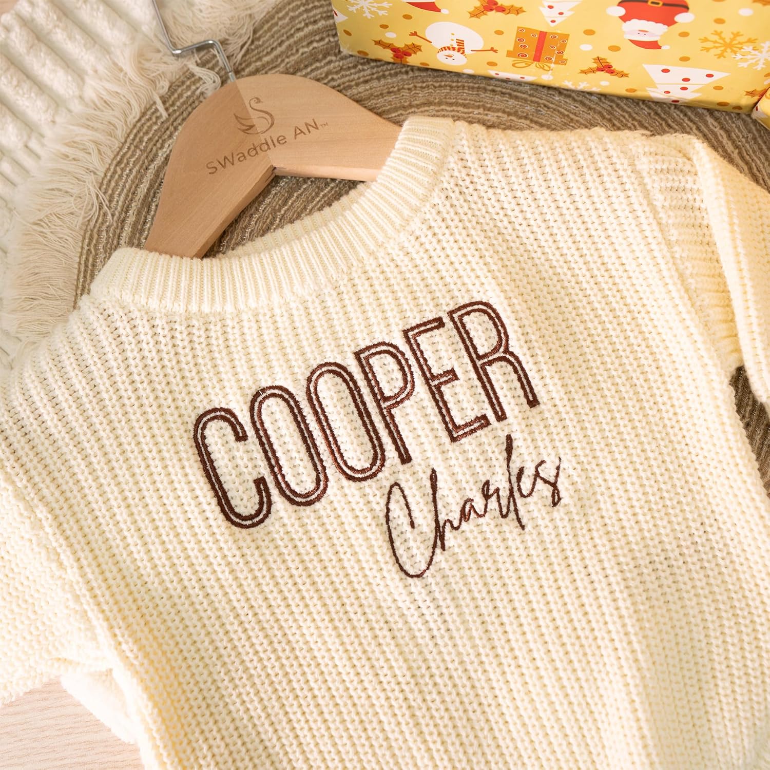 Personalized Chunky Knit Sweater Romper, Custom Baby Name, Embroidered Baby Outfit, Infant One-Piece Keepsake - Image 3