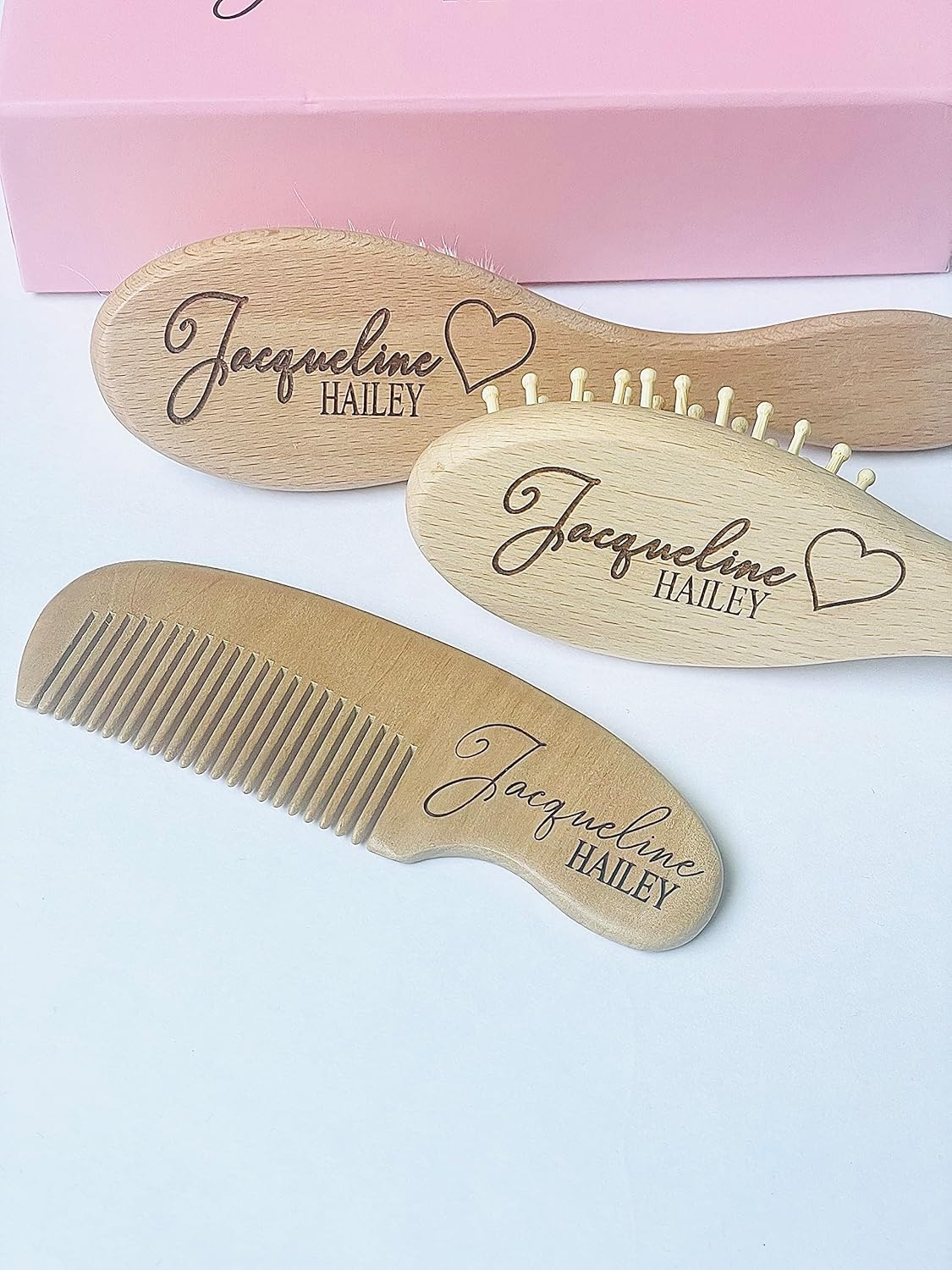 Personalized Wooden Baby Brush Set | Wooden Baby Brush and Comb Set| Personalized Baby Gift | Personalized Baby Gift Girls Girls | Heart