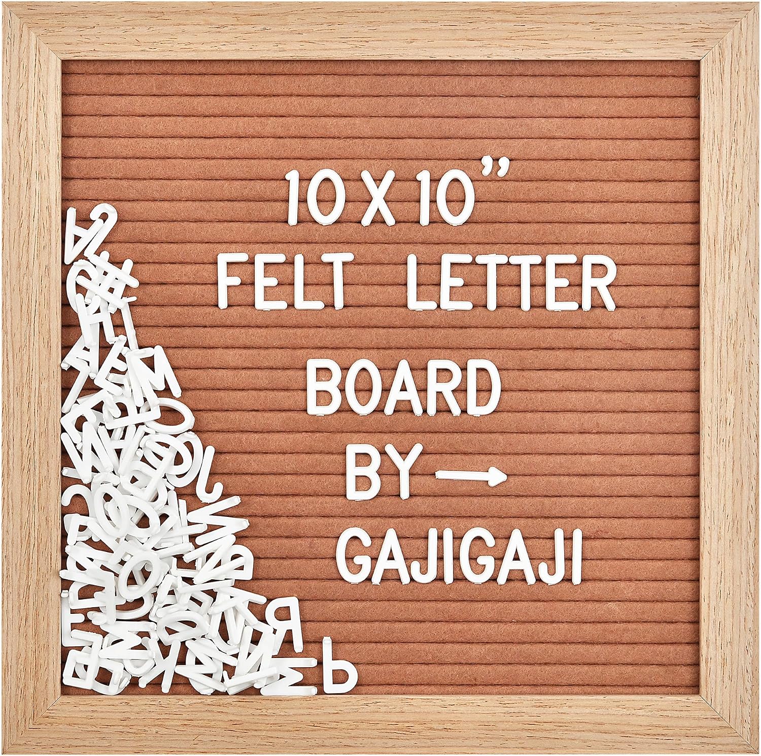Felt Letter Board, 10 x 10 inch Wooden Frame, Brown