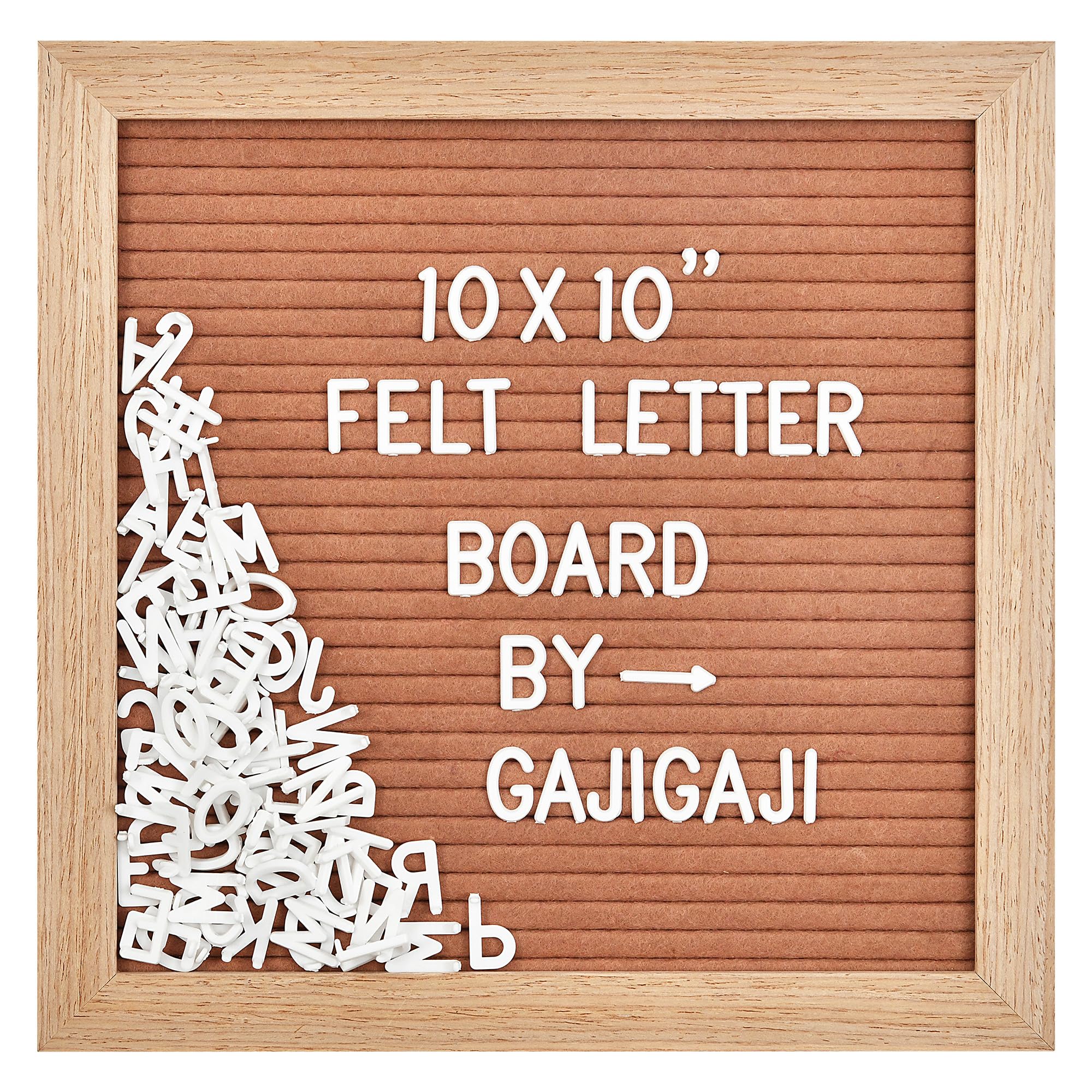 Photo 1 of Felt Letter Board with 294 Letters, Numbers, Symbols - 10x10 inch Changeable Message Board with Wooden Frame Wall Mount (Brown)