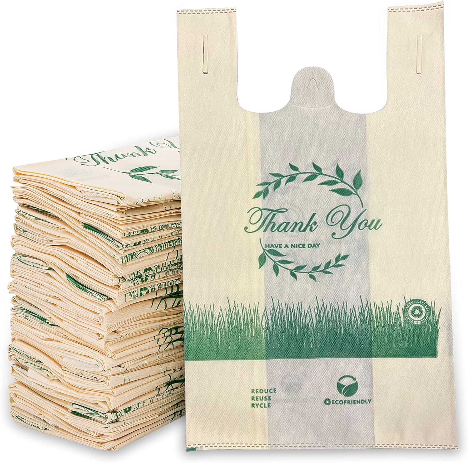 Simply Cool 300 pack Unprinted and 300 pack Thank You T-Shirt Bags