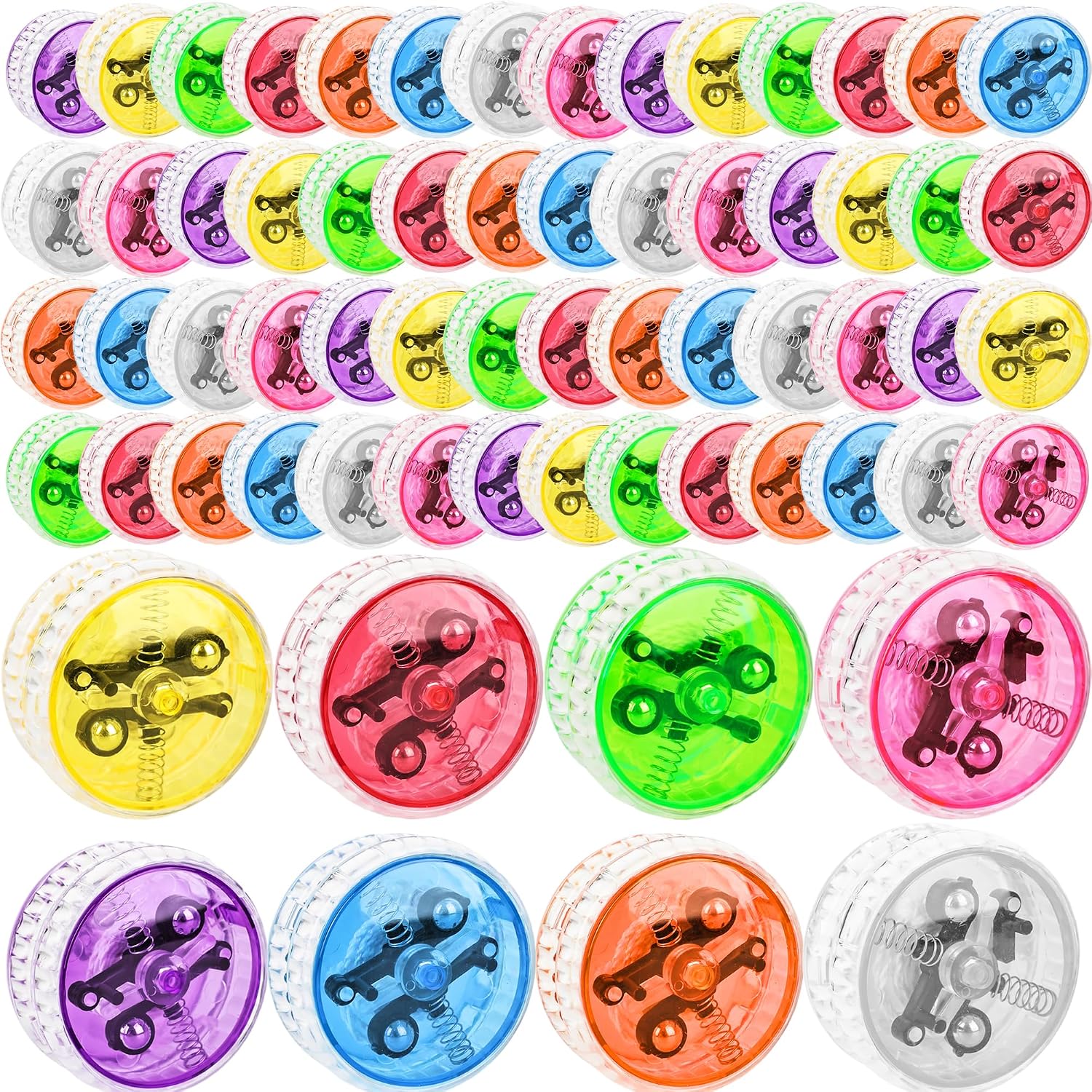 64 Pack Light Up Yo Yo Bulk Plastic LED Responsive Yoyo Ball for Beginner Level Birthday Christmas Halloween Party Favors Goodie Bags, 8 Colors