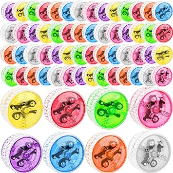 64 Pack Light Up Yo Yo Bulk Plastic LED Responsive Yoyo Ball for Beginner Level Birthday Christmas Halloween Party Favors Goodie Bags, 8 Colors