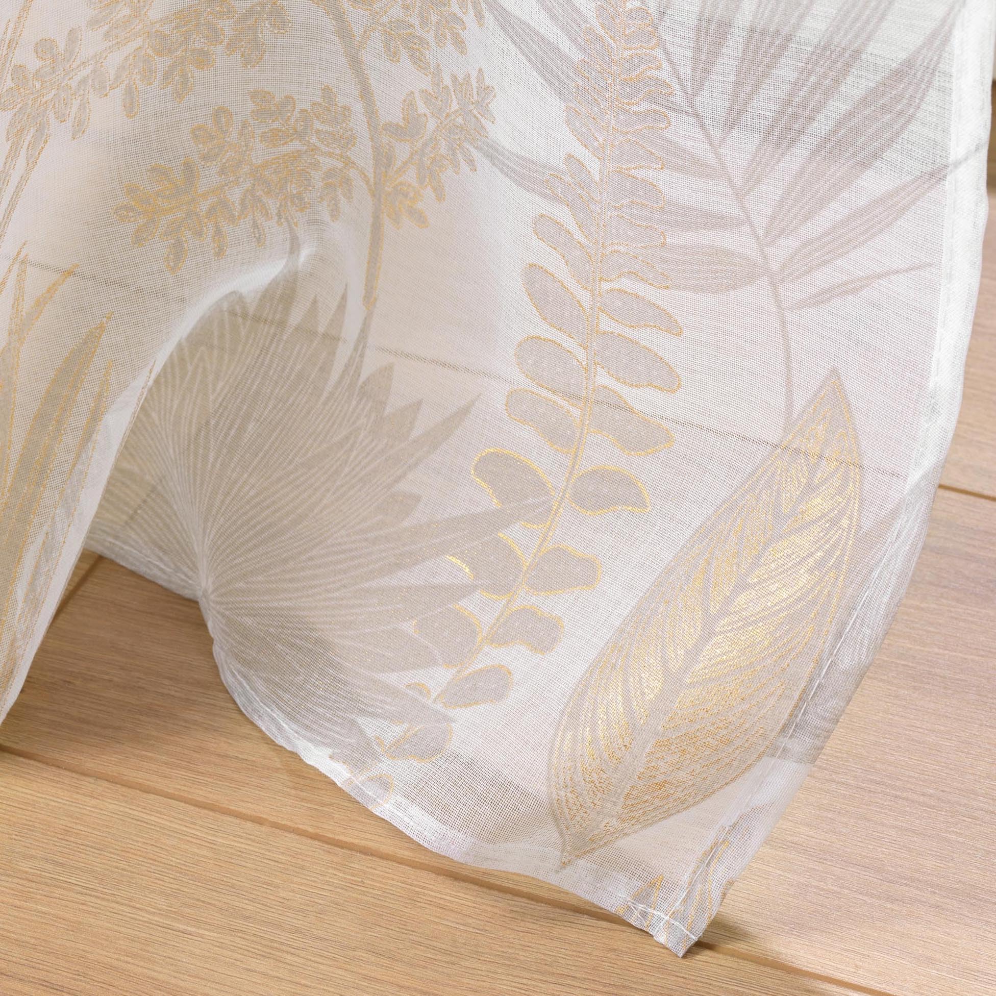 Voilage à Oeillets Belflor 140x240 Cm - Terracotta/Or Imprimé Métallisé