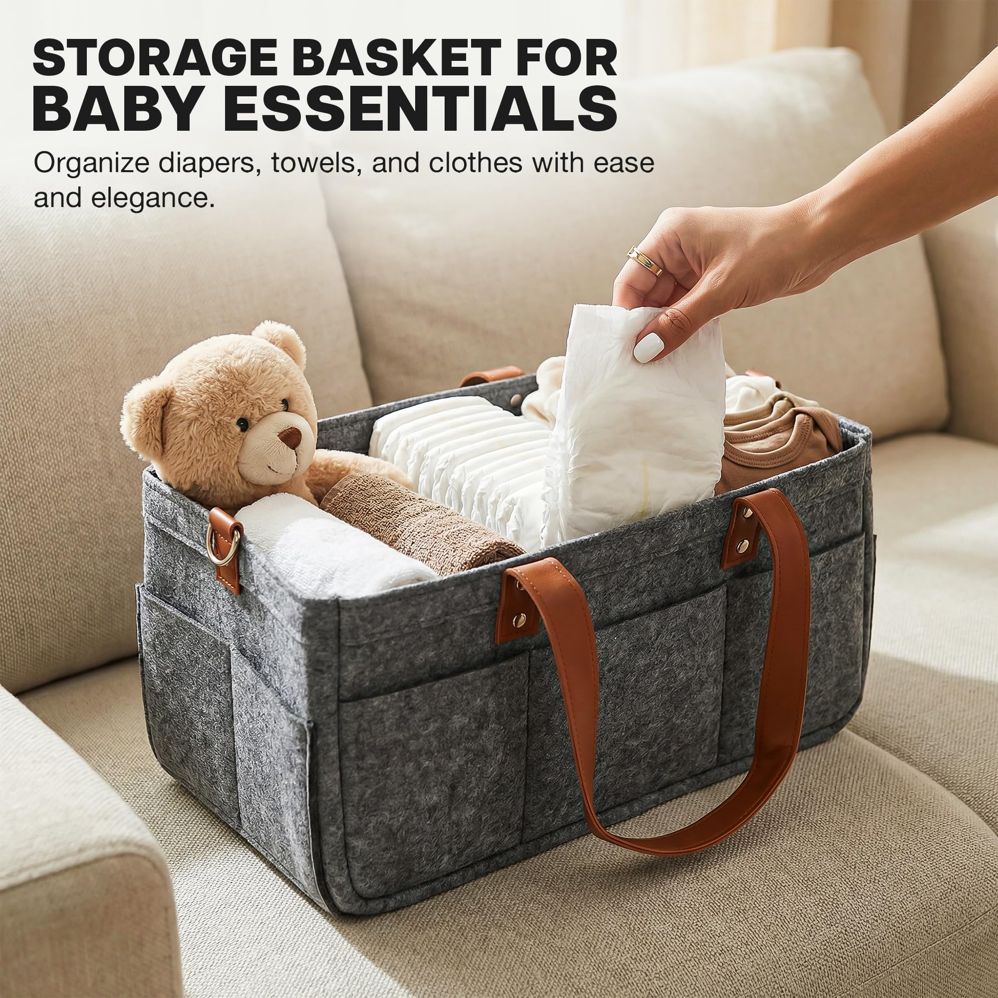 BAYBEE Stylish & Modern Diaper Bag for Mothers for Travel | Large Capacity Storage Diaper Bag | Strong & Sturdy Baby Organizer Storage | Portable & Travel Friendly Diapers Caddy Organizer (Dark Grey) 2