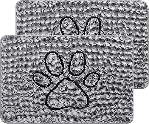 Smiry Tapete de 2 piezas para puerta de perro para patas fangosas, absorbente y atrapa la suciedad, antideslizante, de secado rápido, lavable,