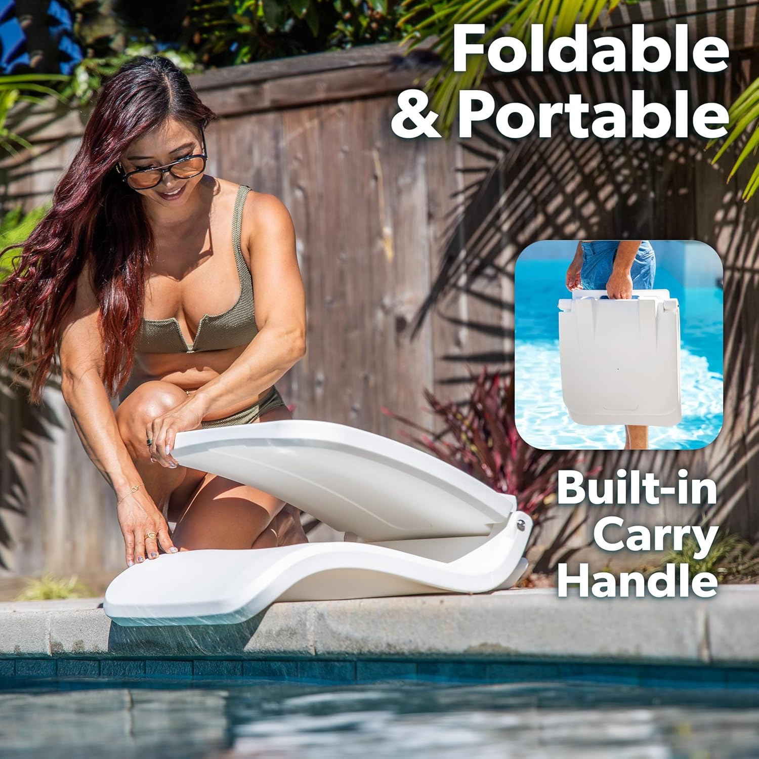 Coast Modern Portable Poolside Chair – Adult Foldable Flip Chair for Pool, Beach, Tailgating & Stadium – Durable Plastic with Back Support