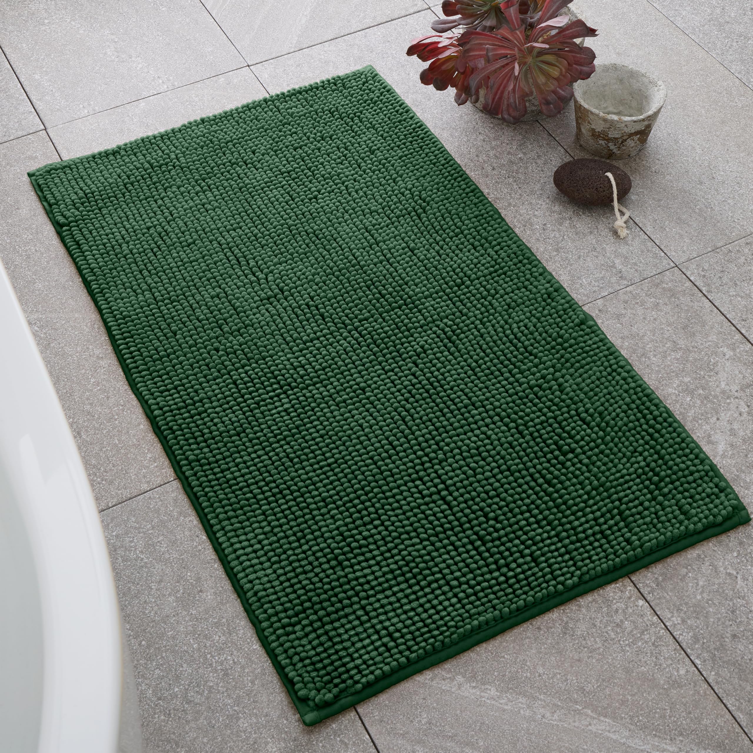 Rackhams Dark/Green Bobble Bath Mat - Bath Mat 50 X 80 Cm