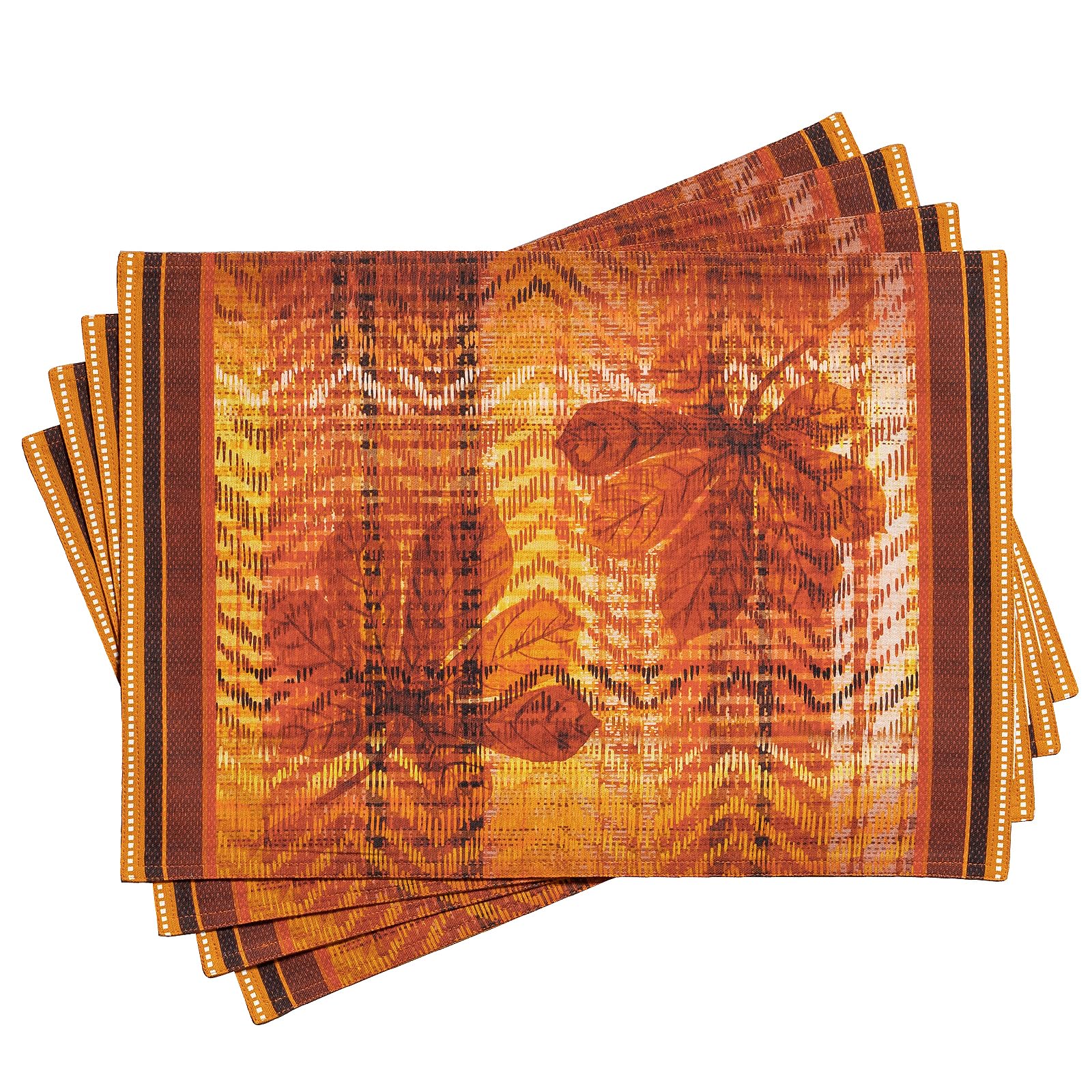 Maison d' Hermine Placemats Set of 4 100% Cotton Washable Cloth Place Mats, Reusable Table Mats for Thanksgiving Christmas Decorations Kitchen Dining