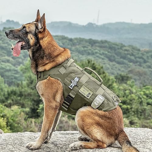 Vista 42 de OneTigris Arnés táctico sin tirones para perros pequeños, diseño de malla, chaleco transpirable para perros militares, chalecos Molle con asas