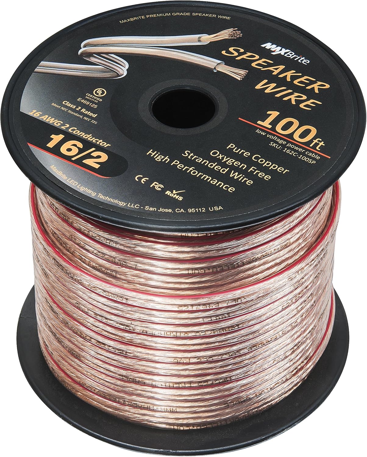 100 ft. Spool High Performance 16 Gauge Speaker Wire, Oxygen Free Pure Copper - UL Listed Class 2 - Image 2