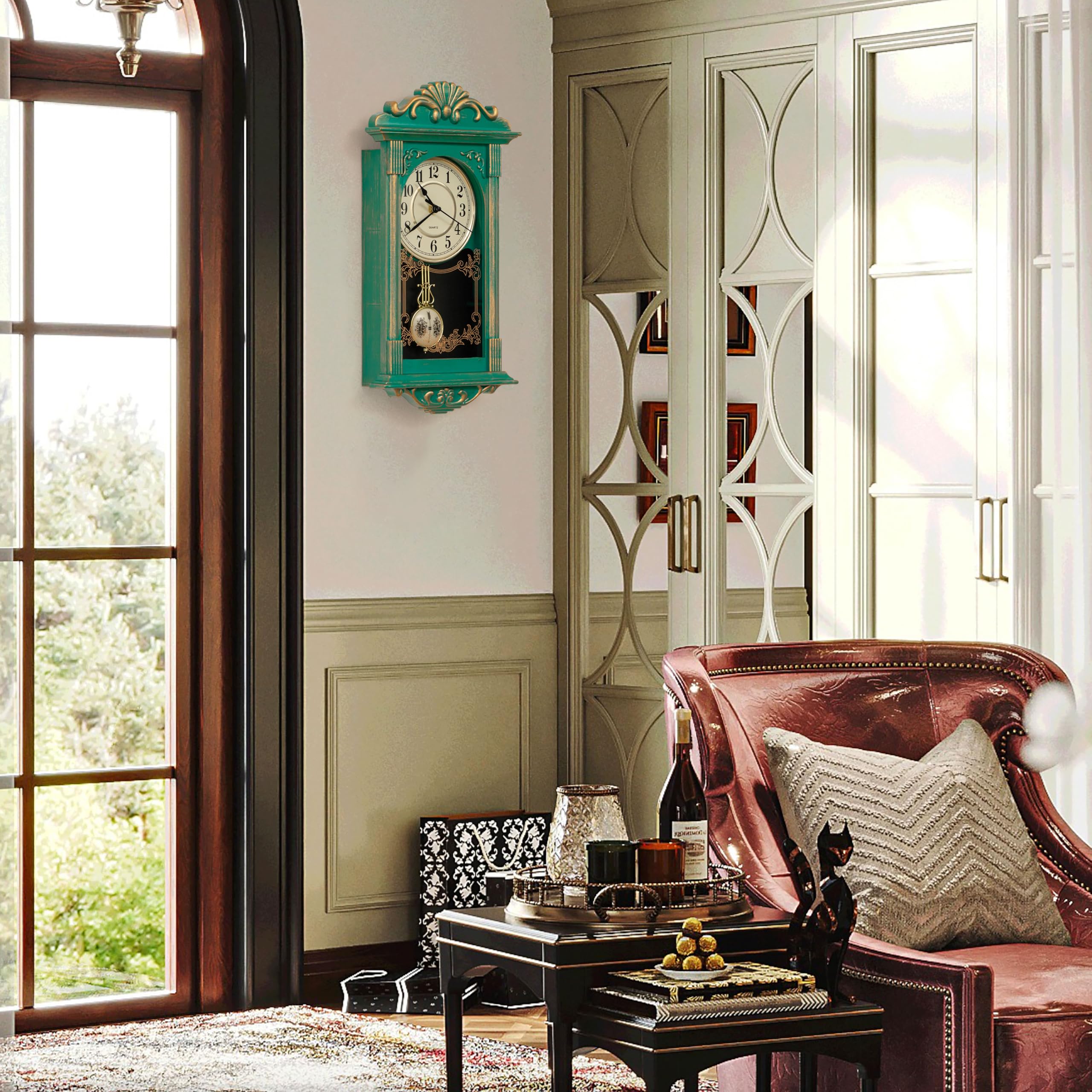 Amazon.co.jp: Clockswise ヴィンテージ祖父スタイル壁掛け時計 木製