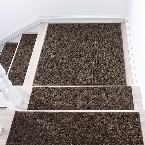 Vista 27 de COSY HOMEER - Alfombra antideslizante de 28 x 9 pulgadas, uso interior en peldaños de madera, alfombras para niños y perros, 100 % poliéster, base