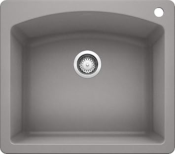 BLANCO, Metallic Gray 440209 DIAMOND SILGRANIT Drop-In or Undermount Kitchen Sink, 25" X 22"