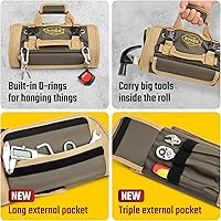 Vista 4 de The Ryker Roll Up Tool Bag Organizer Gifts for him Heavy Duty Motorcycle Tool Roll Bag Organizer Portable Rollup Toolbag w/Accessible Pouches - Mens