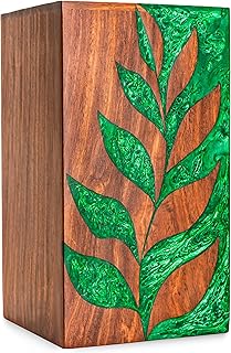Urns for Ashes Adult Male - Cremation Urns for Human Ashes, Burial Urn, Wooden Urn, Decorative Urn, Urns for Ashes for Women – Green Leaf (Keepsake)