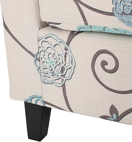 Miniatura 4 de Great Deal Furniture GDFStudio - Silla de club de tela de barril con patrón floral blanco y azul