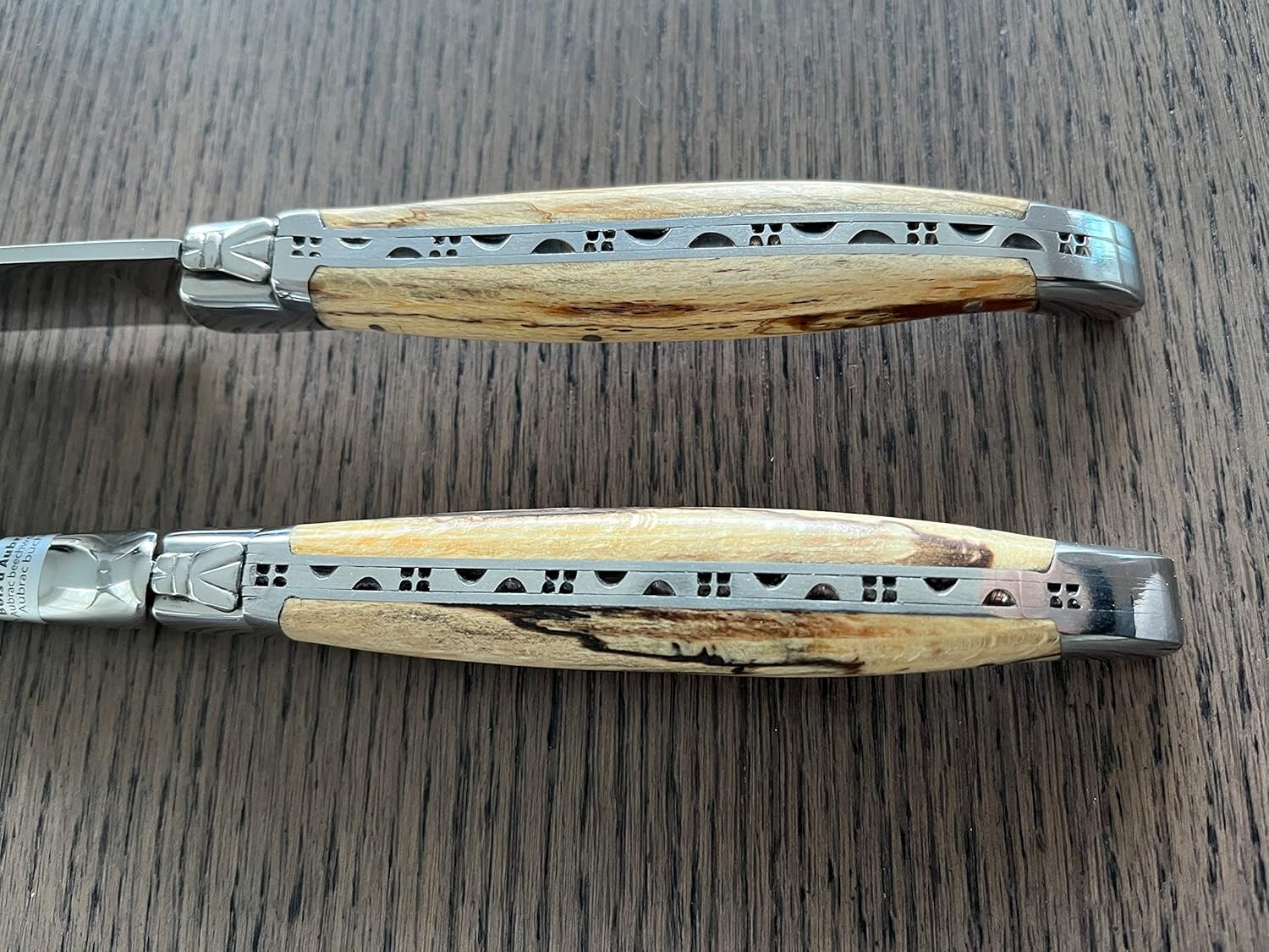 Laguiole en Aubrac Luxury 28-Piece Flatware Set With 6 Fully Forged Steak Knives, 6 Forks, Carving Set, Cheese Set, 6 Soup Spoons & 6 Tea Spoons, Aubrac Wood Handles, Stainless Steel Polished Bolsters