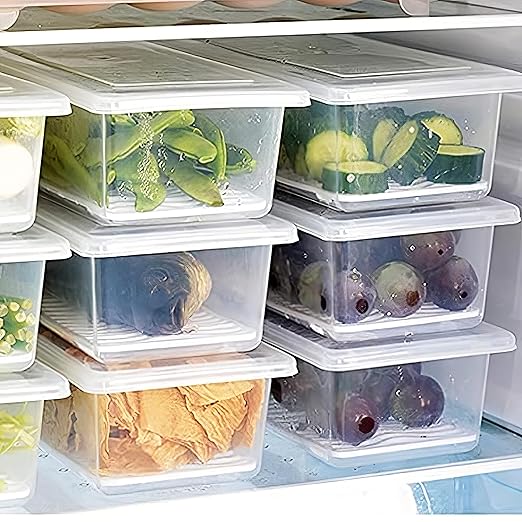 Kwer Fridge Storage Boxes Fridge Organizer With Removable Drain Plate