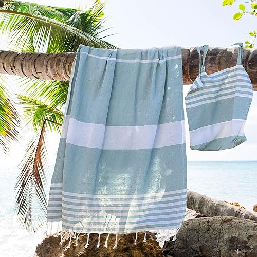 Miniatura 2 de Toalla de playa turca y bolsa de mano, bolsa de playa y juego de toallas turcas. Viajes, manta de picnic, yoga, mujeres o hombres.