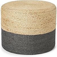 Vista 10 de REDEARTH · Taburete cilíndrico otomano para pies - Puf trenzado de yute, asiento de apoyo para pies para la sala de estar, dormitorio, guardería