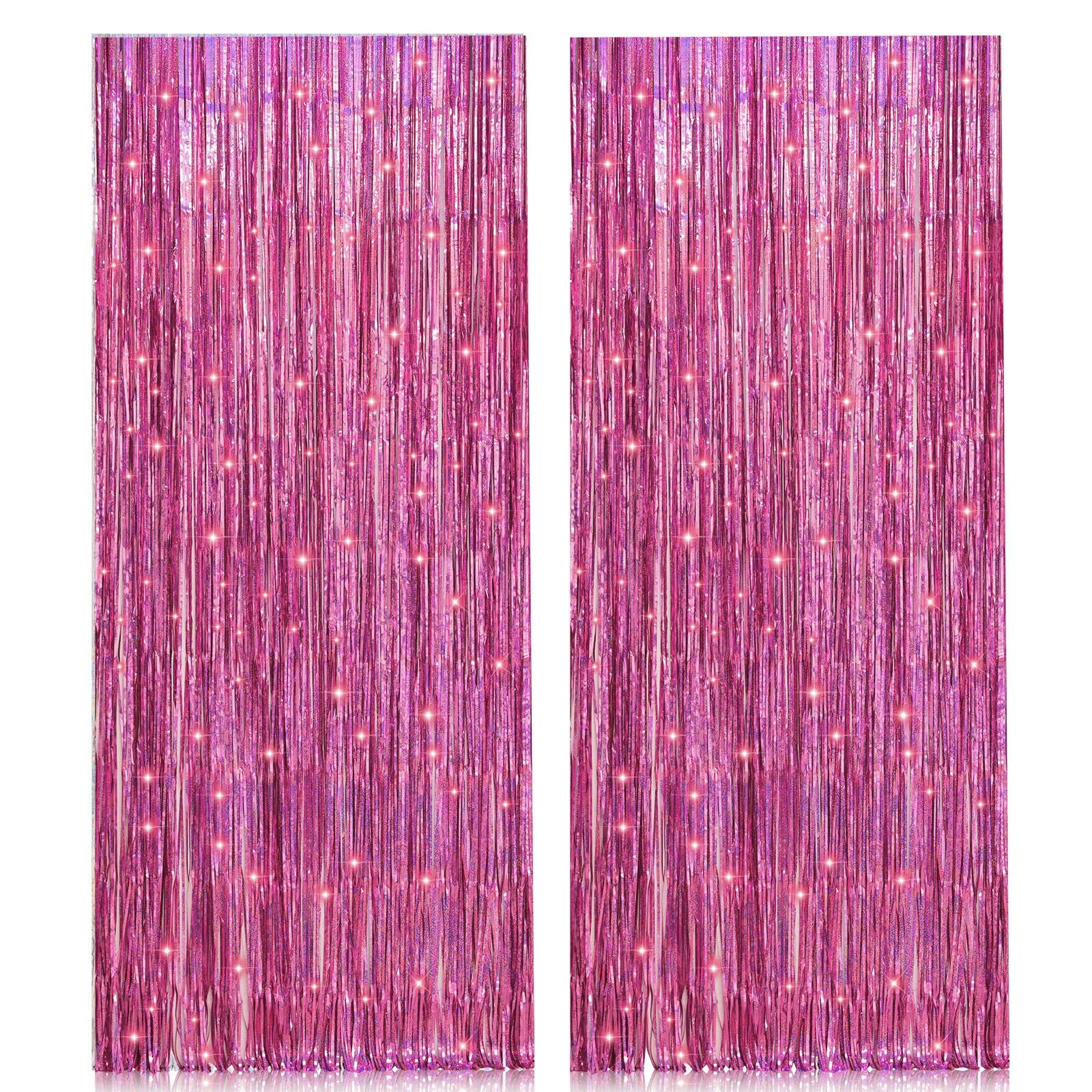 Glitter Silver Backdrop - 2 Pack Fringe Curtains -19