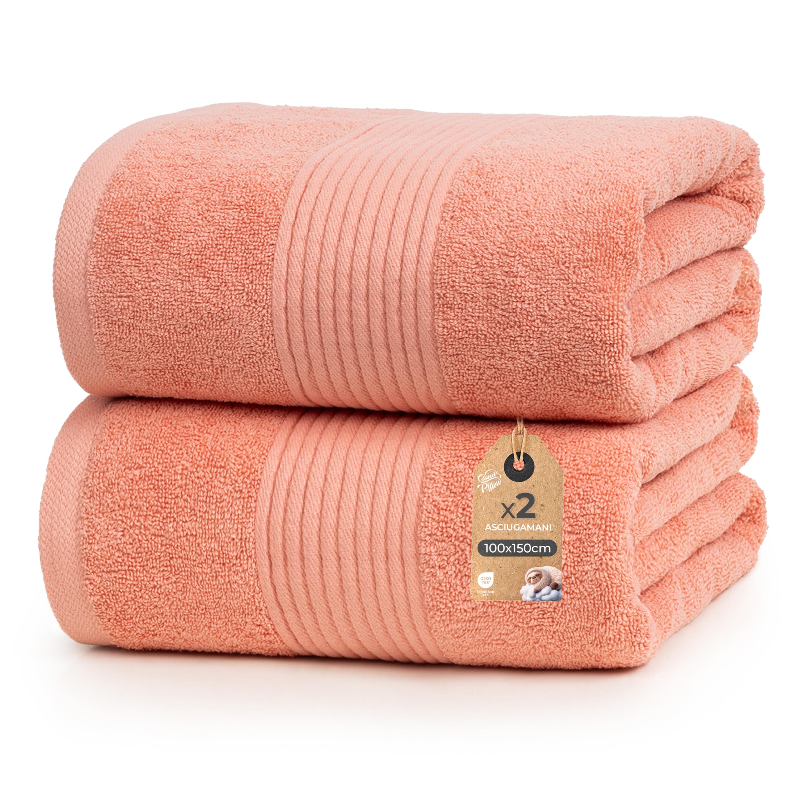 LEBENGOOD – Set Asciugamani Bagno 4 Pezzi – Spugna 100% Cotone OEKO-TEX® 550gsm – Telo Doccia e
