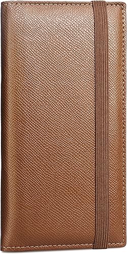 Yarnic Funda para chequera personal, soporte para chequera con soporte para bolígrafo y divisor de plástico transparente integrado para cheques