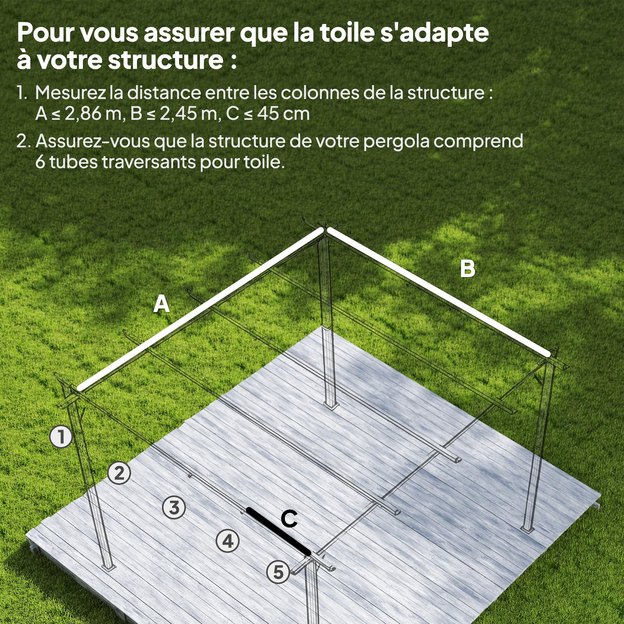 Outsunny Toile de Toit de Rechange pour pergola Toile de Remplacement Protection Solaire Anti-UV 30+ 286 x 245 cm, pour pergola de 3 x 2 m, auvent Uniquement Gris foncé