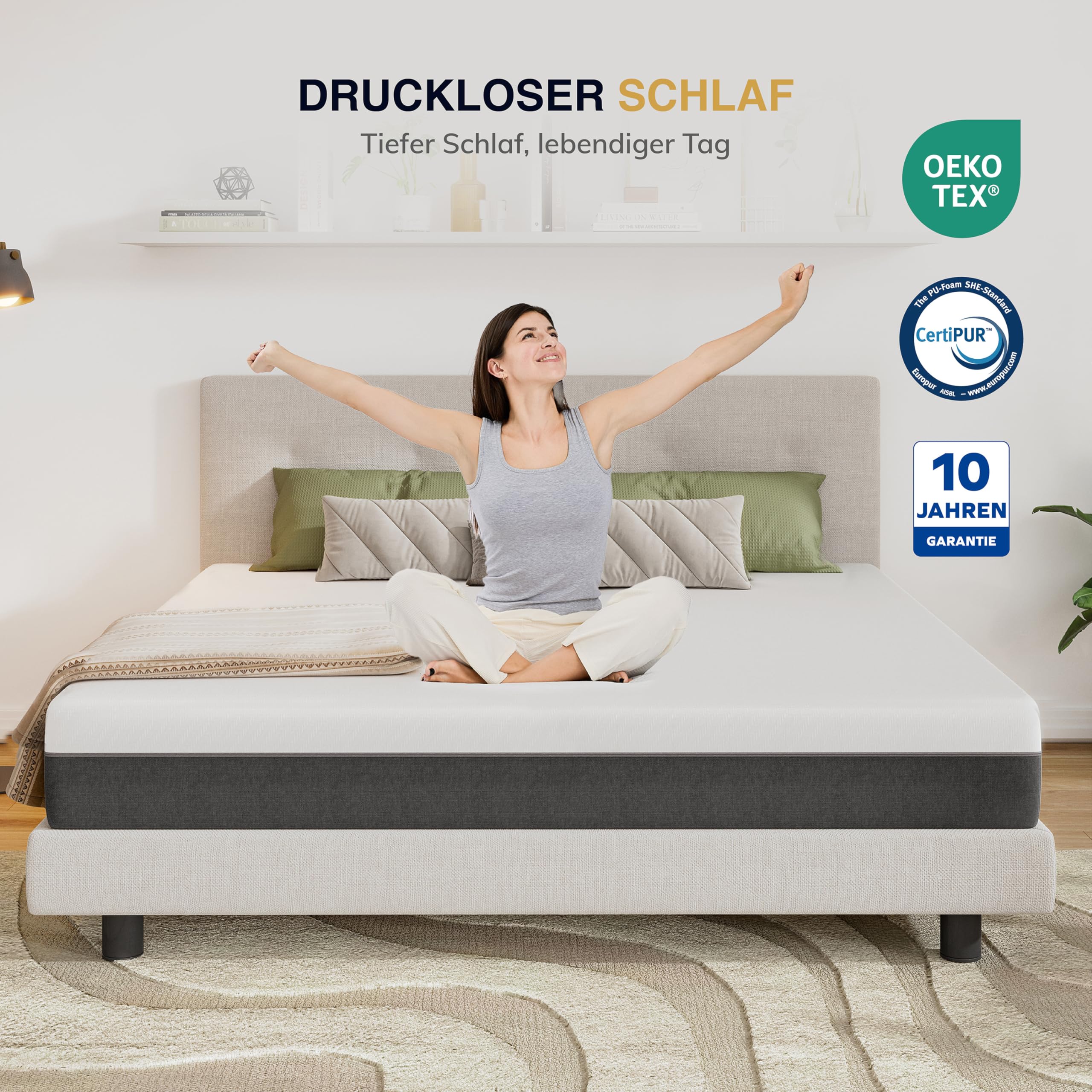 EGOHOME Matratze 140x200 cm 20 cm Hoch Weich Kaltschaummatratze mit 3-lagigem Kaltschaum & Beidseitig nutzbar - Druckentlastend, Punktelastisch, Atmungsaktiv, Rückenschonend, Öko-Tex Zertifiziert