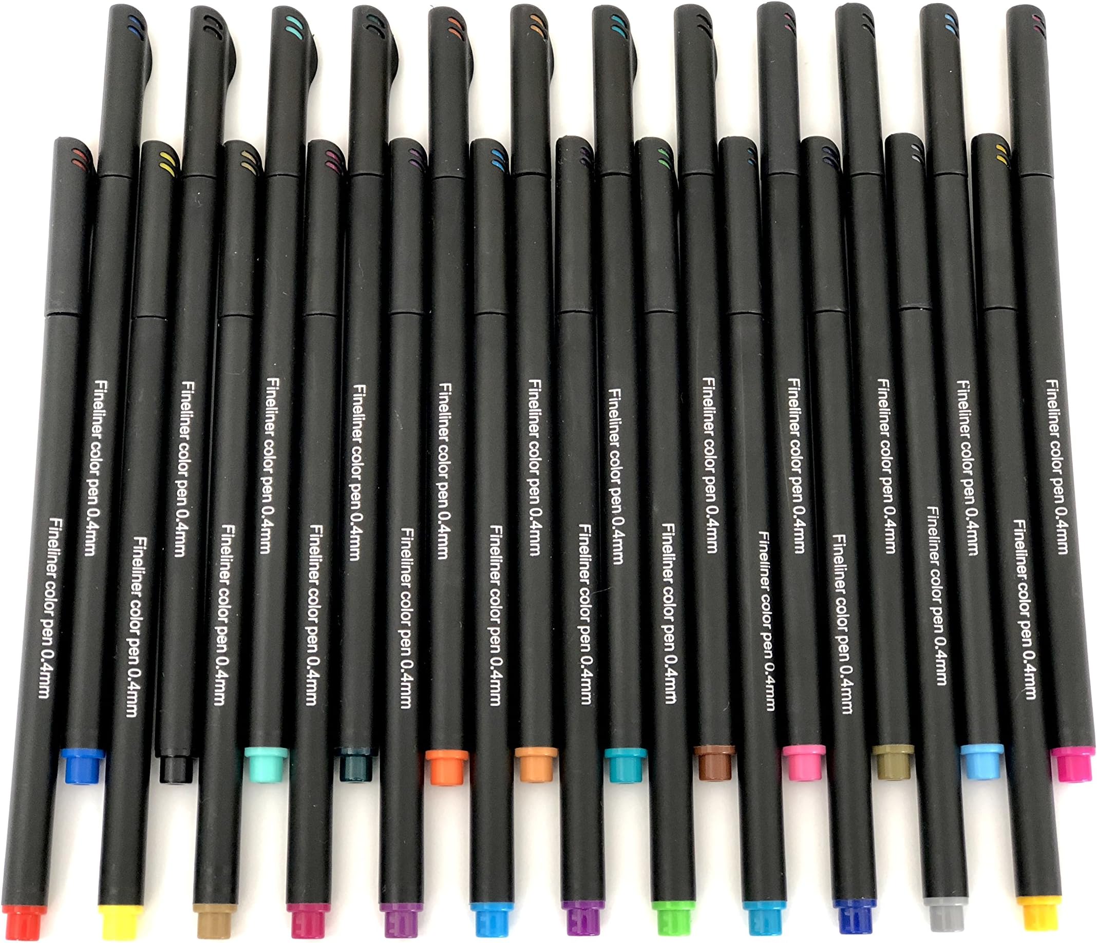 Bullet Journal Pens No Bleed - Set of 24-0.4mm Fine Tip Markers - 24 Vivid Colors - Minimal Bleed - Best for Bullet Journal - Art Fineliner Pen Set with Box for Carrying - By Hieno Supplies