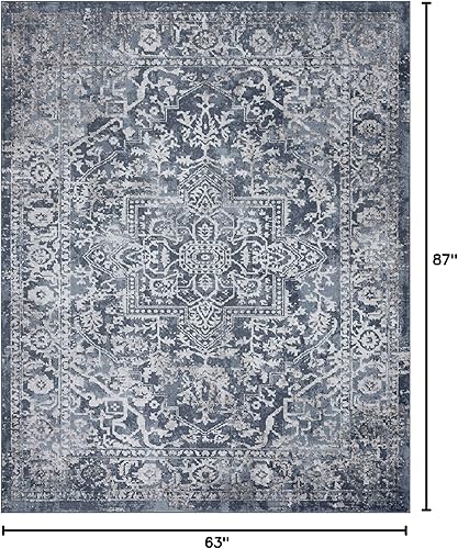 Miniatura 2 de Cinda Blue Modern - Alfombra de área de 5 x 7, 5 x 7, alfombras para sala de estar, comedor, alfombra de dormitorio, alfombra de cocina, alfombra de