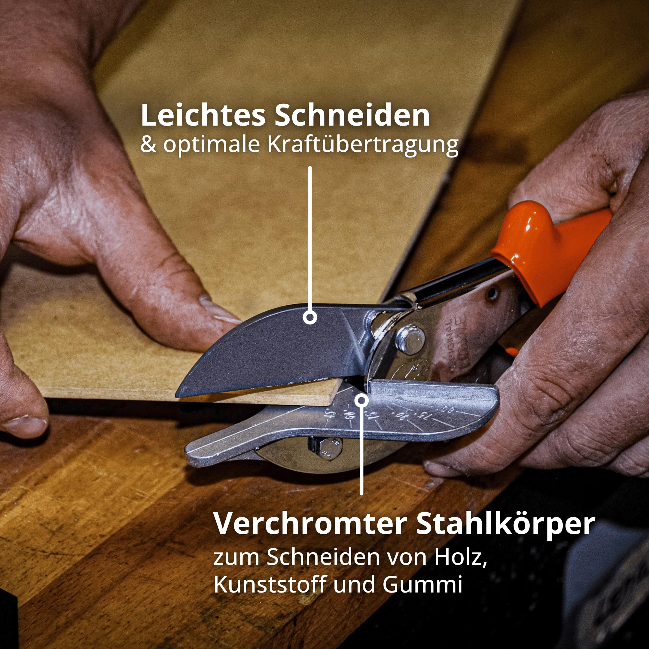 Original LÖWE Gehrungsschere 3.104 mit 45 Grad Anschlägen für professionellen Einsatz in Industrie und Handwerk - Amboss Winkelschneider für präzisen Schnitt an Kunststoff Gummi Holz PVC Leder, Metall