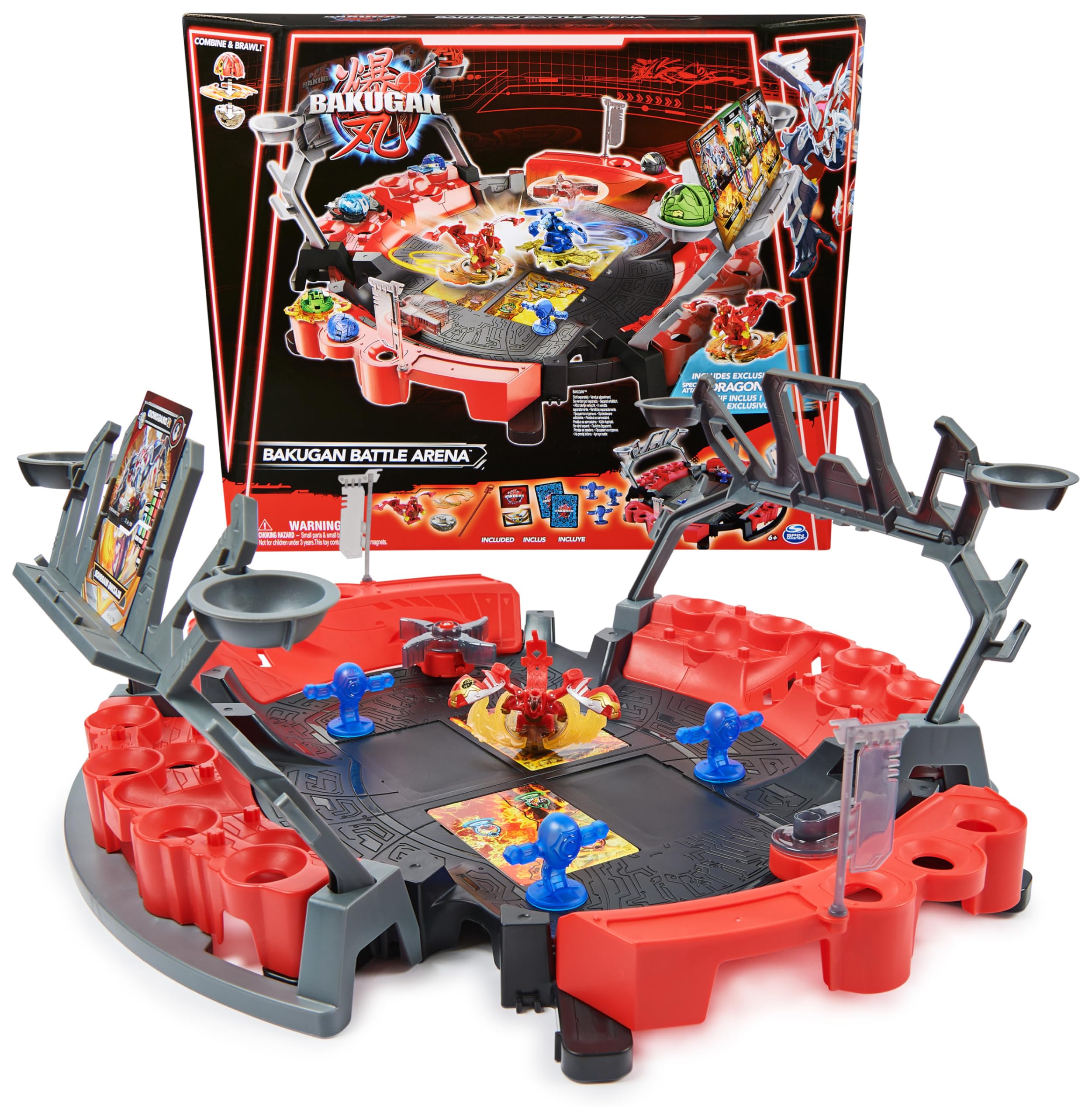 BAKUGAN Battle Arena with Exclusive Special Attack Dragonoid, Customisable, Spinning Action Figure and Playset, Kids’ Toys for Boys and Girls 6 and up