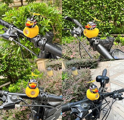 Miniatura 6 de Preciosa campana de bicicleta de pato amarillo, bocina de bicicleta para niños, accesorios de bicicleta de pato amarillo de goma con luz LED - para